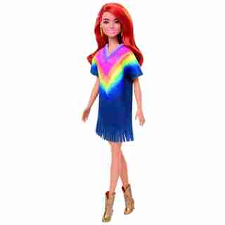 Barbie Fashionistas Doll #141 with Long Red Hair & Tie-Dye Fringe Dress