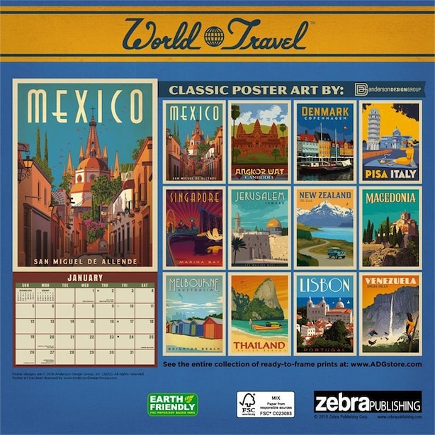 World Travel Classic Posters 2020 Wall Calendar De Calendriers