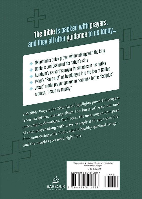 Couverture arri&egrave;re_100 Bible Prayers for Teen Guys