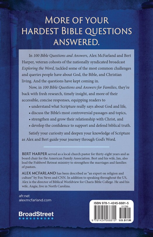 Back cover_100 Bible Questions and Answers for Families