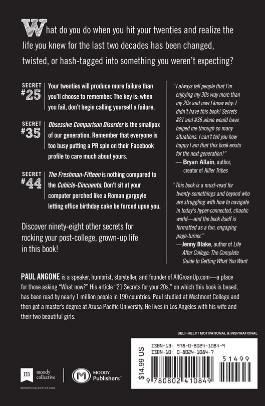 Back cover_101 SECRETS FOR YOUR TWENTIES