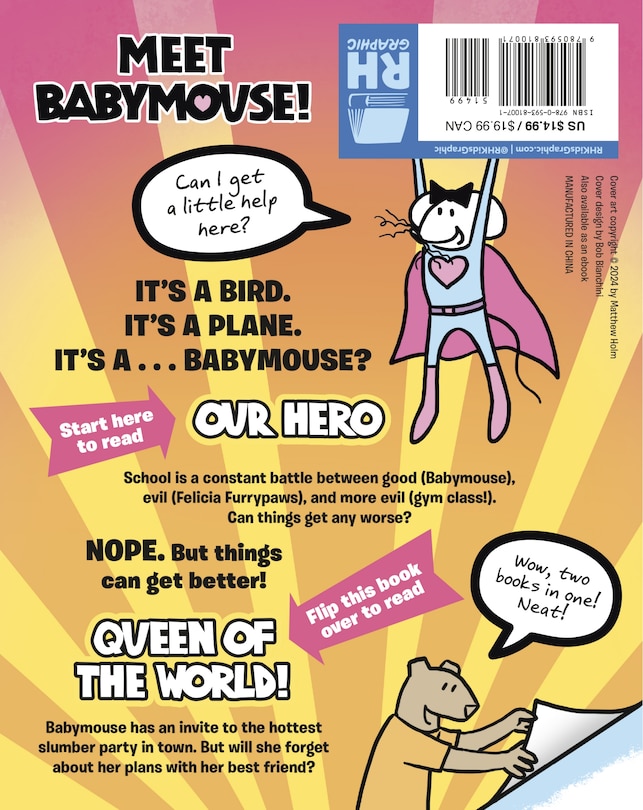 Back cover_A Babymouse Flip Book: THRILLS! (Queen of the World + Our Hero)