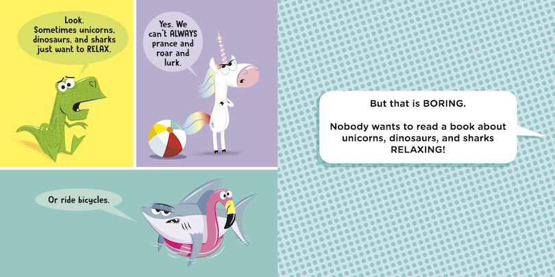 Aper&ccedil;u du contenu 3_A Unicorn, a Dinosaur, and a Shark Were Riding a Bicycle