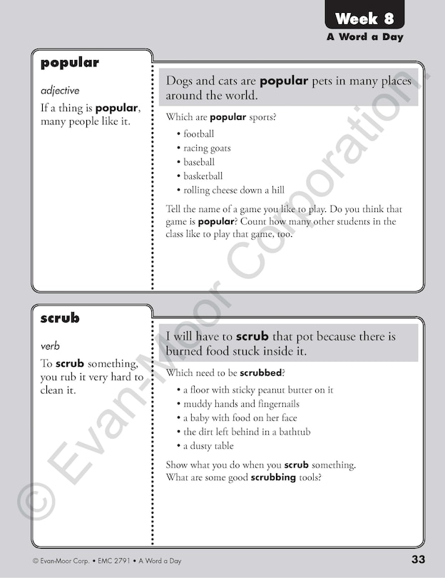 Sample content_A Word a Day, Grade 1 Teacher Edition
