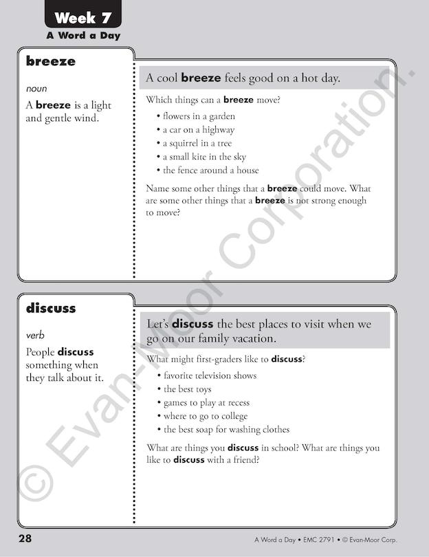 Sample content 2_A Word a Day, Grade 1 Teacher Edition