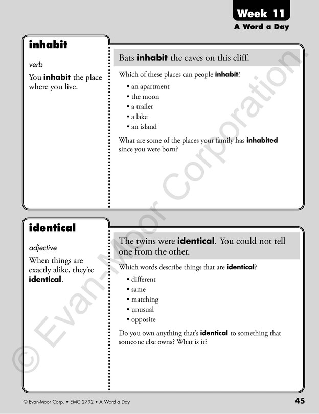 Sample content 2_A Word a Day, Grade 2 Teacher Edition