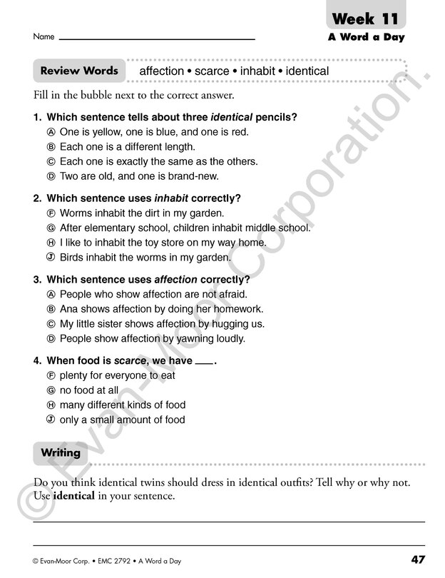 Sample content 4_A Word a Day, Grade 2 Teacher Edition