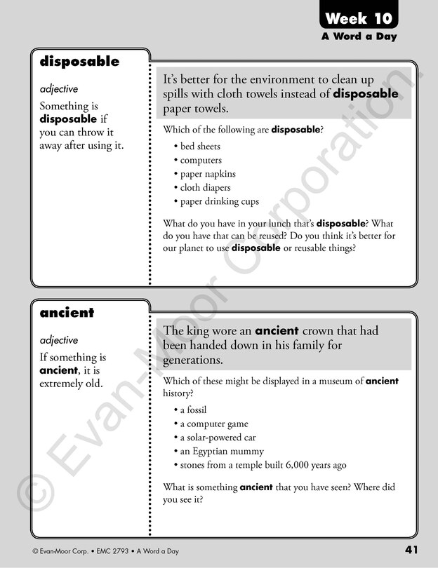 Sample content 3_A Word a Day, Grade 3 Teacher Edition