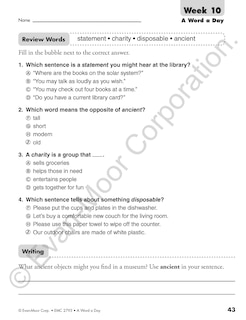 Sample content 5_A Word a Day, Grade 3 Teacher Edition