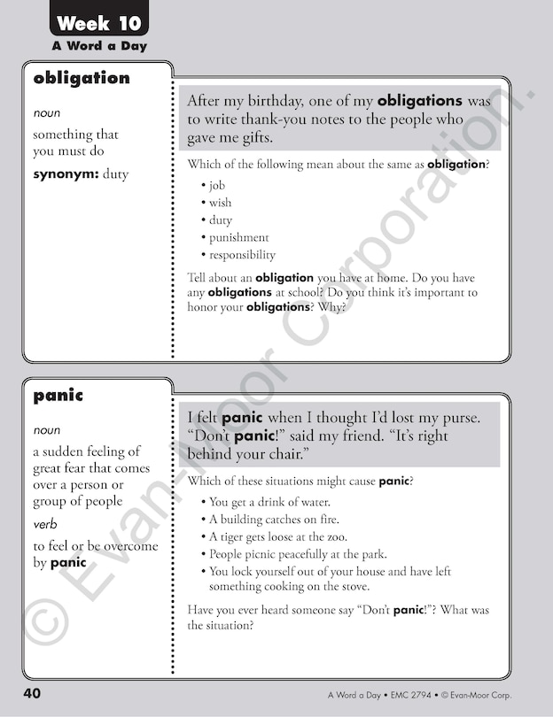 Sample content_A Word a Day, Grade 4 Teacher Edition