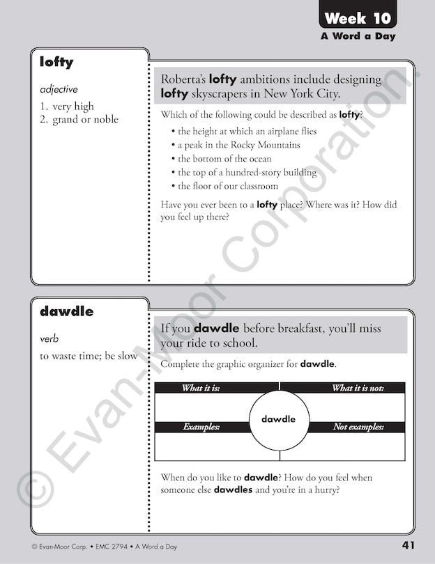 Sample content 2_A Word a Day, Grade 4 Teacher Edition