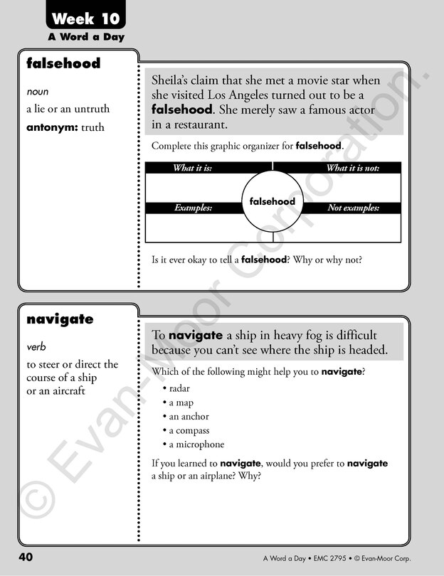 Aperçu du contenu_A Word a Day, Grade 5 Teacher Edition