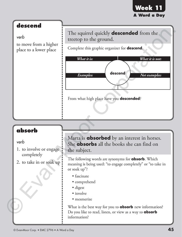 Sample content_A Word a Day, Grade 6 Teacher Edition
