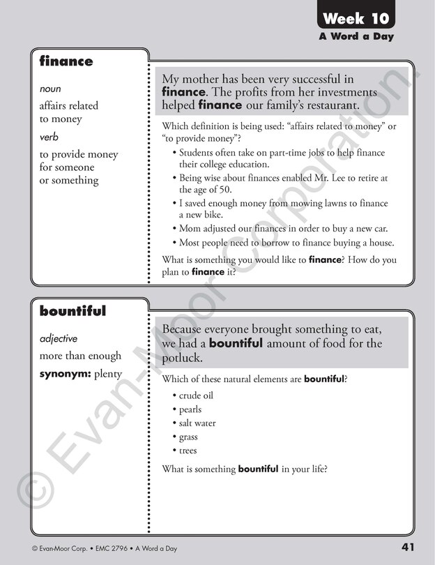 Sample content 3_A Word a Day, Grade 6 Teacher Edition