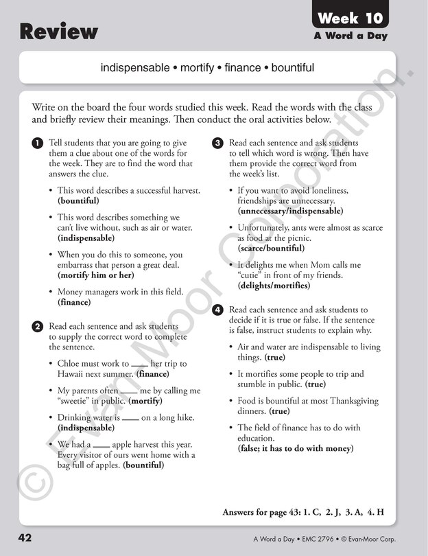 Sample content 4_A Word a Day, Grade 6 Teacher Edition