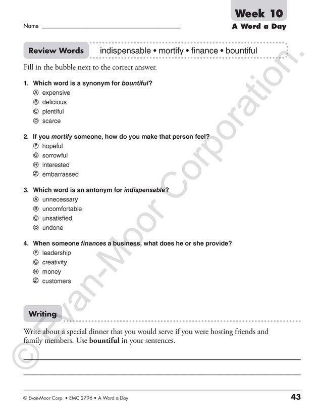 Sample content 5_A Word a Day, Grade 6 Teacher Edition