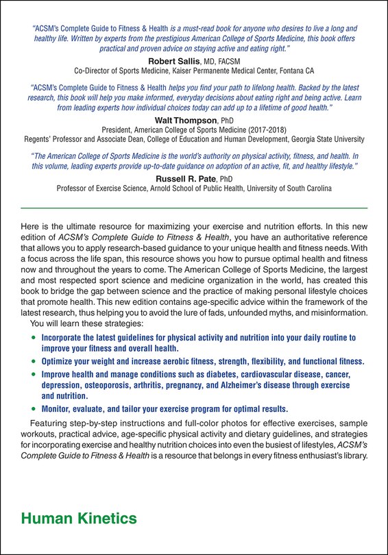 Back cover_ACSM's Complete Guide to Fitness & Health