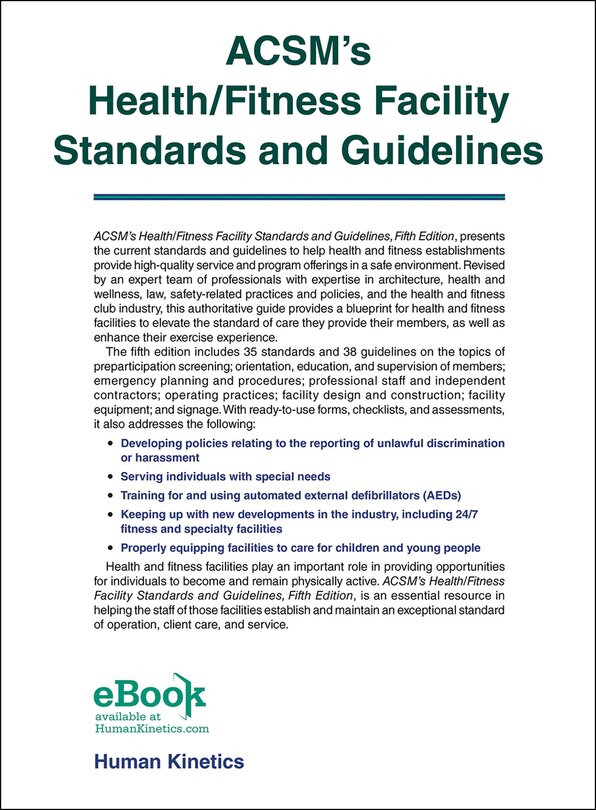 Back cover_Acsm's Health/fitness Facility Standards And Guidelines