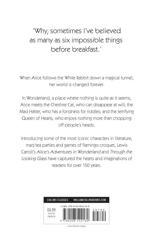 Couverture arri&egrave;re_Alice&rsquo;s Adventures in Wonderland and Through the Looking Glass