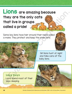 Aperçu du contenu 2_Animals: Amazing Earth Adventures and Activities, Age 6 - 7 Workbook