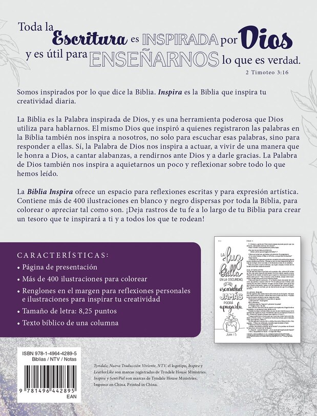 Couverture arrière_Biblia Inspira NTV (Tapa dura de SentiPiel, Lavanda)