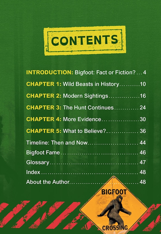 Table of contents_Bigfoot (Unsolved)