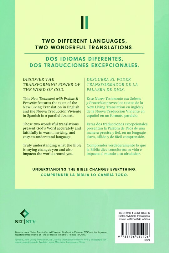 Couverture arrière_Bilingual New Testament with Psalms & Proverbs / Nuevo Testamento Con Salmos Y Proverbios Bilingüe Nlt/Ntv (Softcover)