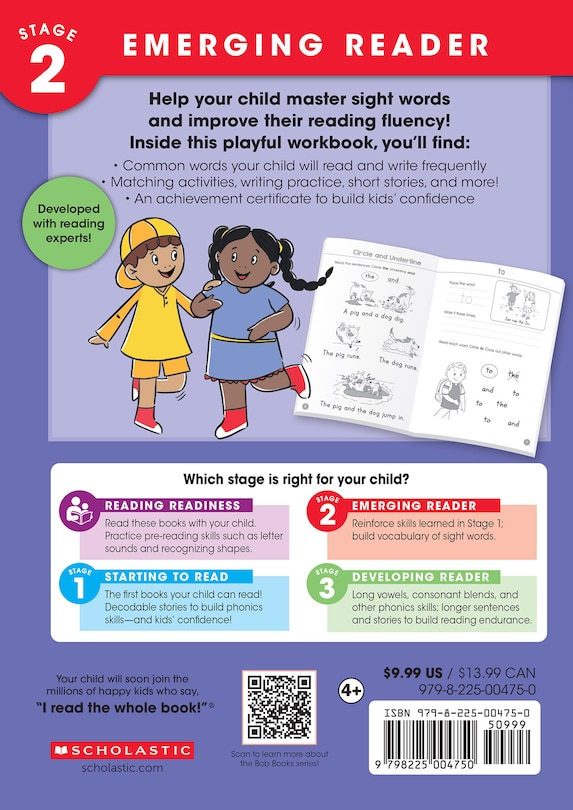 Back cover_Bob Books - Sight Words Workbook | Phonics, Writing Practice, Ages 4 and up, Kindergarten, First Grade (Stage 2: Emerging Reader)