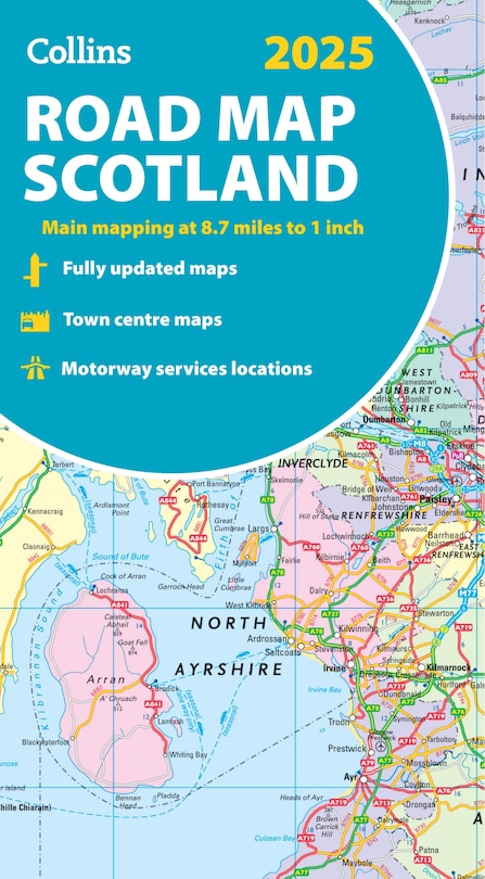 2025 Collins Road Map of Scotland: Folded Road Map