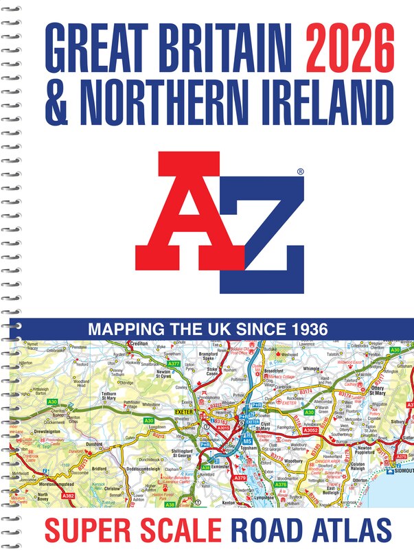 Couverture_Great Britain A-Z Super Scale Road Atlas 2026 (A3 Spiral): Easy to read map of Great Britain in A3 size with spiral binding