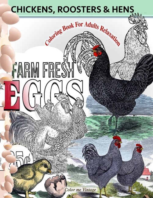 Front cover_Chickens, Roosters and Hens coloring book for adults