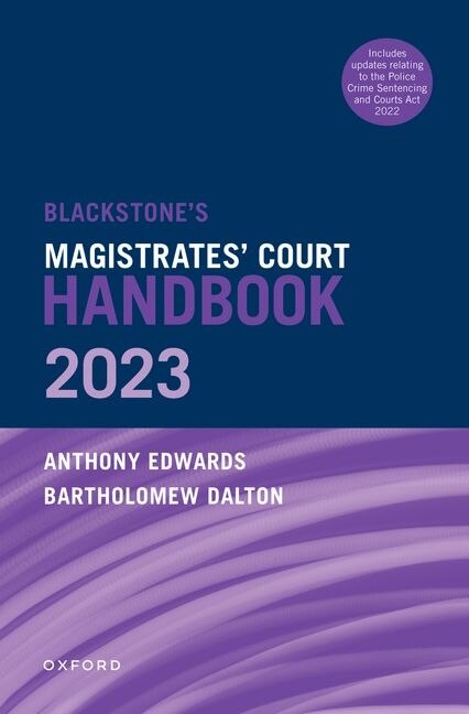 Couverture_Blackstone's Magistrates' Court Handbook 2023