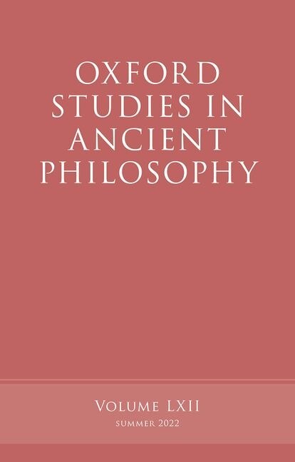 Couverture_Oxford Studies in Ancient Philosophy Volume 62