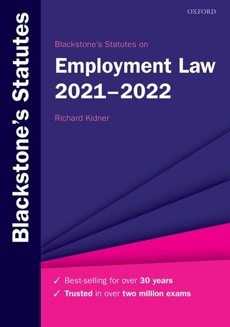 Front cover_Blackstone's Statutes On Employment Law 2021-2022