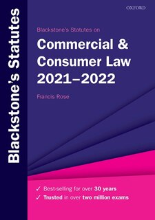 Front cover_Blackstone's Statutes On Commercial And Consumer Law 2021-2022