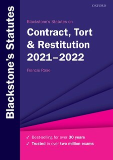 Couverture_Blackstone's Statutes On Contract, Tort And Restitution 2021-2022