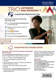 Front cover_Trio Listening and Speaking: Level One Teacher's Online Practice Pack with Classroom Presentation Tool