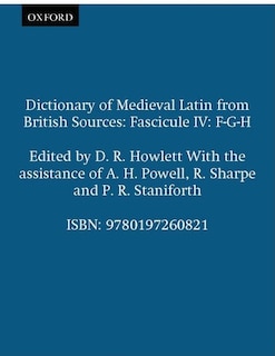Front cover_Dictionary of Medieval Latin from British Sources: Fascicule IV: F-G-H