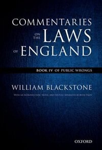 Couverture_The Oxford Edition of Blackstone: Commentaries on the Laws of England