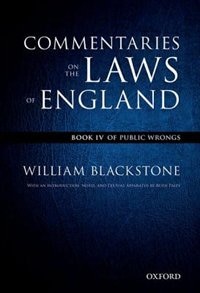 Couverture_The Oxford Edition of Blackstone: Commentaries on the Laws of England