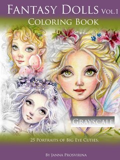 Front cover_Fantasy Dolls Vol.1 Coloring Book Grayscale