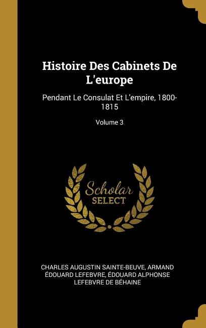 Couverture_Histoire Des Cabinets De L'europe