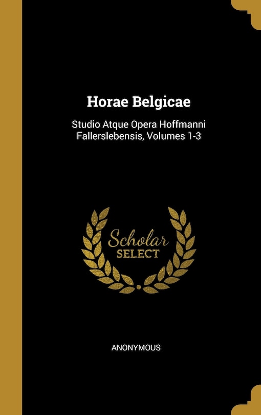 Front cover_Horae Belgicae