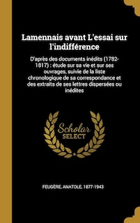 Couverture_Lamennais avant L'essai sur l'indifférence