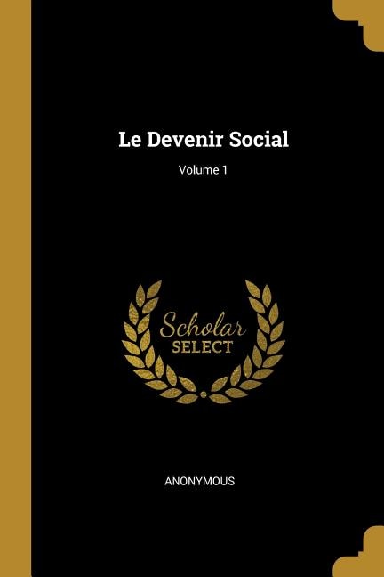 Front cover_Le Devenir Social; Volume 1