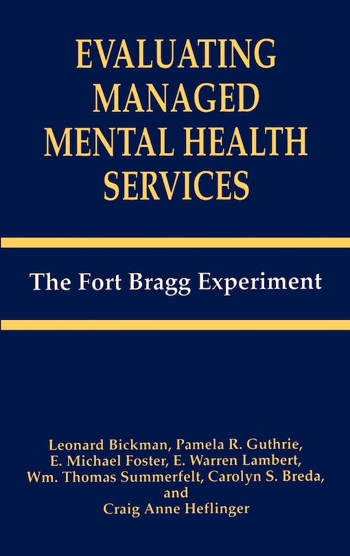 Front cover_Evaluating Managed Mental Health Services