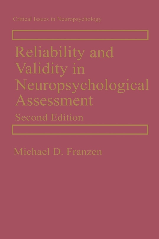 Front cover_Reliability And Validity In Neuropsychological Assessment