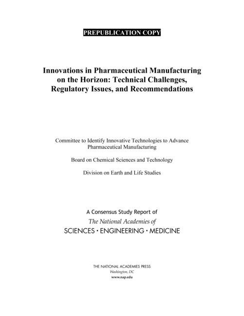 Couverture_Innovations in Pharmaceutical Manufacturing on the Horizon