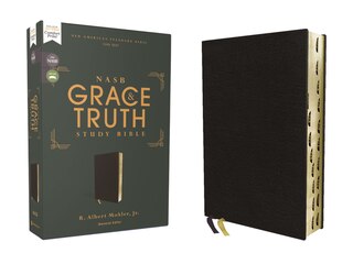 Front cover_NASB, The Grace and Truth Study Bible (Trustworthy and Practical Insights), Bonded Leather, Black, Red Letter, 1995 Text, Thumb Indexed, Comfort Print