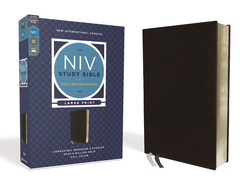 Front cover_NIV Study Bible, Fully Revised Edition (Study Deeply. Believe Wholeheartedly.), Large Print, Bonded Leather, Black, Red Letter, Comfort Print